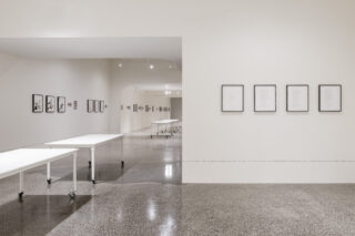 Honi Ryan, 'Silent Dinners: Memories of Silence', exhibition view. Automatic paintings, photographic and text performance documentation.